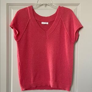 Coral Exposed Seam Sweater Top